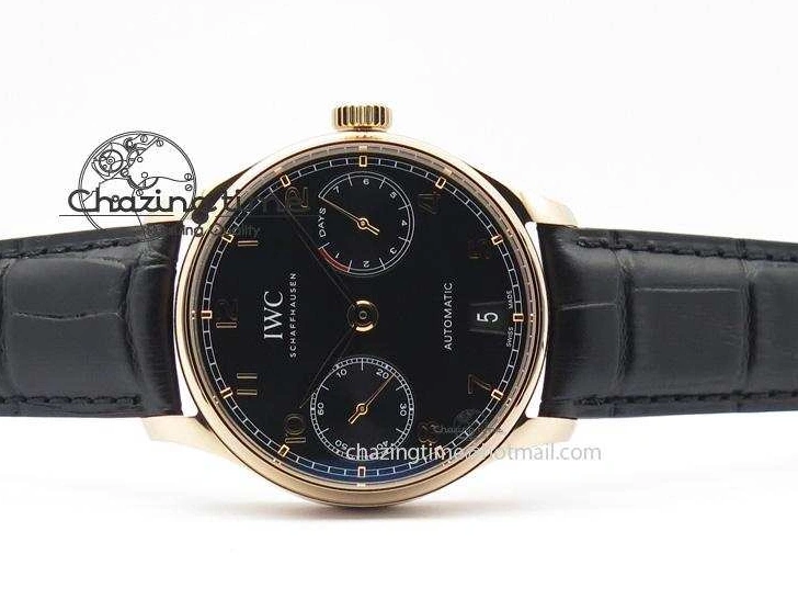 MIROTIME 0715 Portuguese Real PR RG IW5007 ZF 1:1 Best Edition Black Dial On Black Leather Strap A52010 V FreshLook 7304